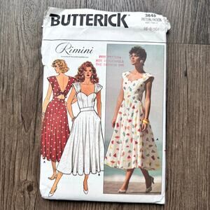 UNCUT Vintage 1980s Butterick 3848 Sewing Pattern Size XXS-XS Womens Midi Dress